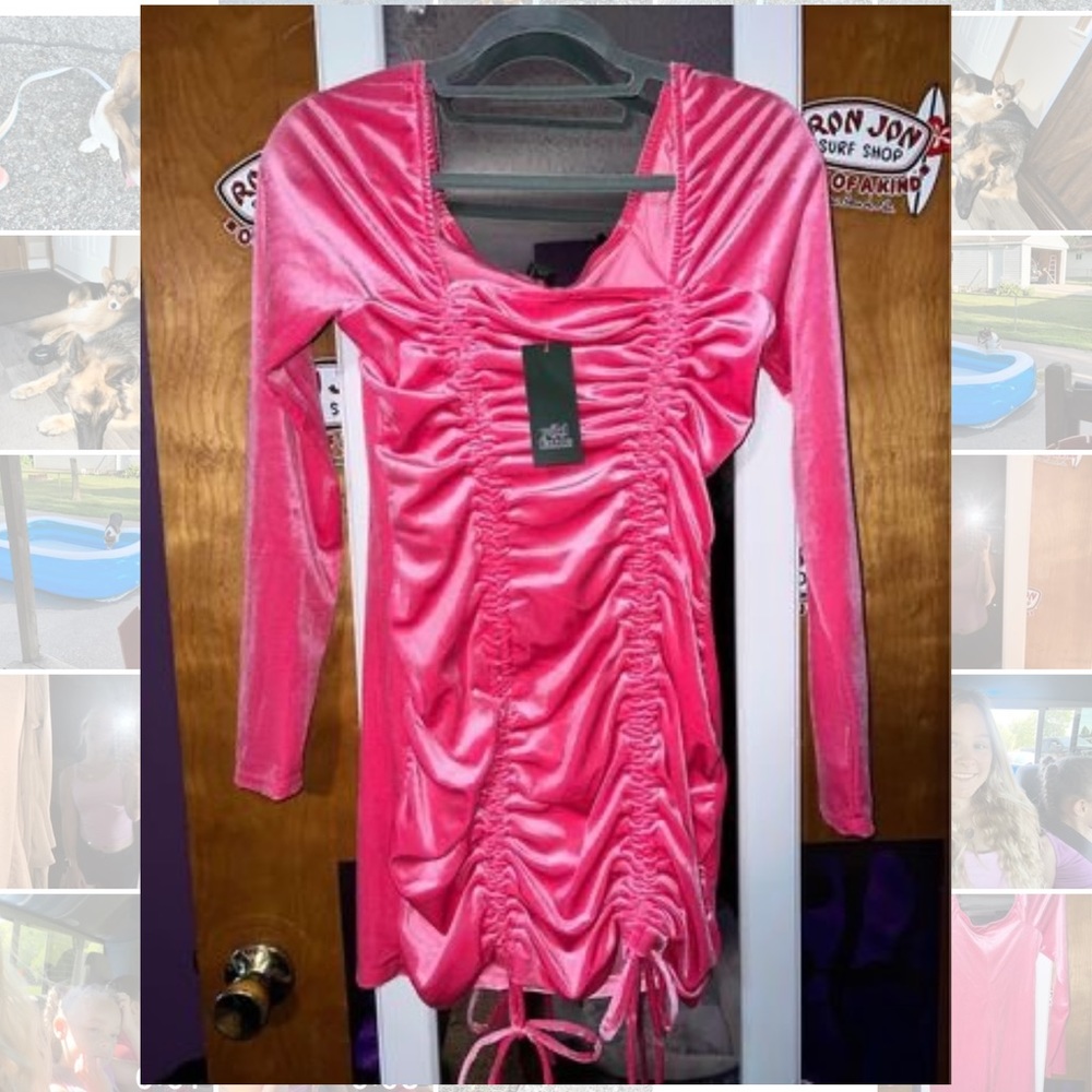 Wild fable velvet scrunch tie hot pink dress size Medium!